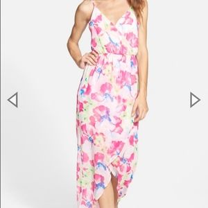 Lush Floral Maxi Dress Tulip Hem